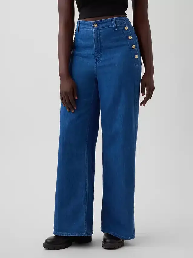 Vaqueros de tiro alto con pinzas y pierna ancha GAP × Hfr de Atelier Ndigo