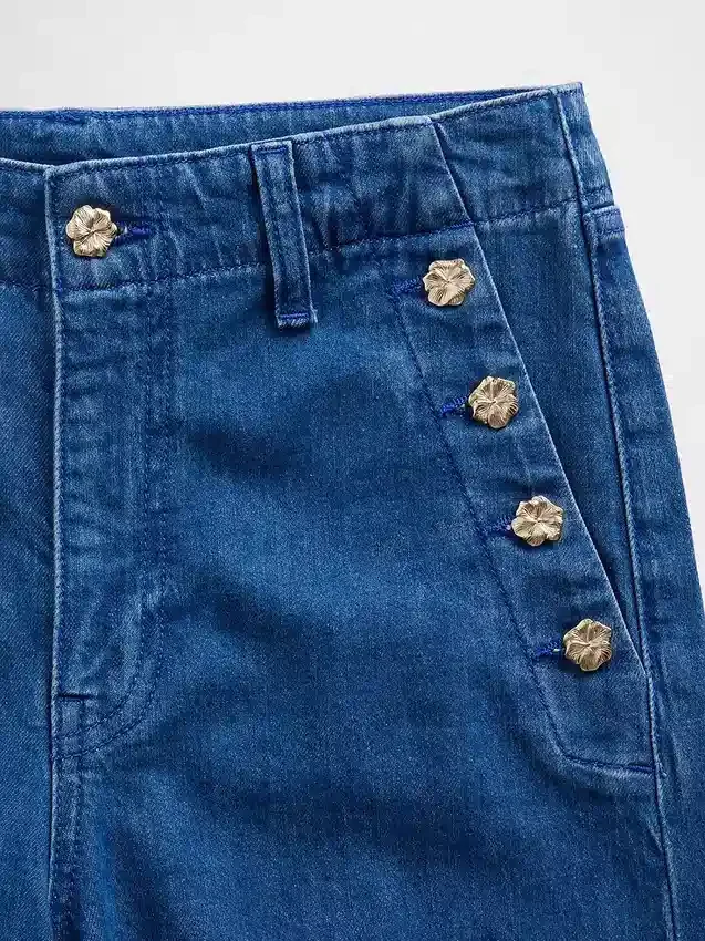 Vaqueros de tiro alto con pinzas y pierna ancha GAP × Hfr de Atelier Ndigo