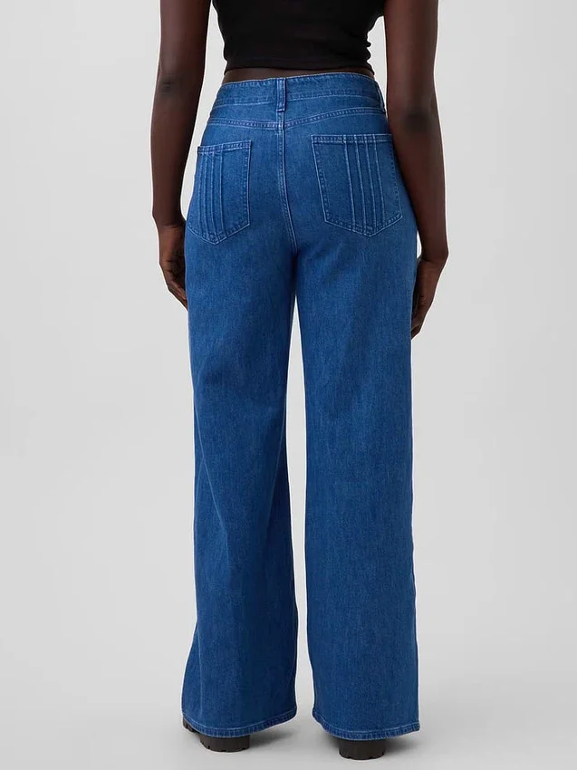 Vaqueros de tiro alto con pinzas y pierna ancha GAP × Hfr de Atelier Ndigo