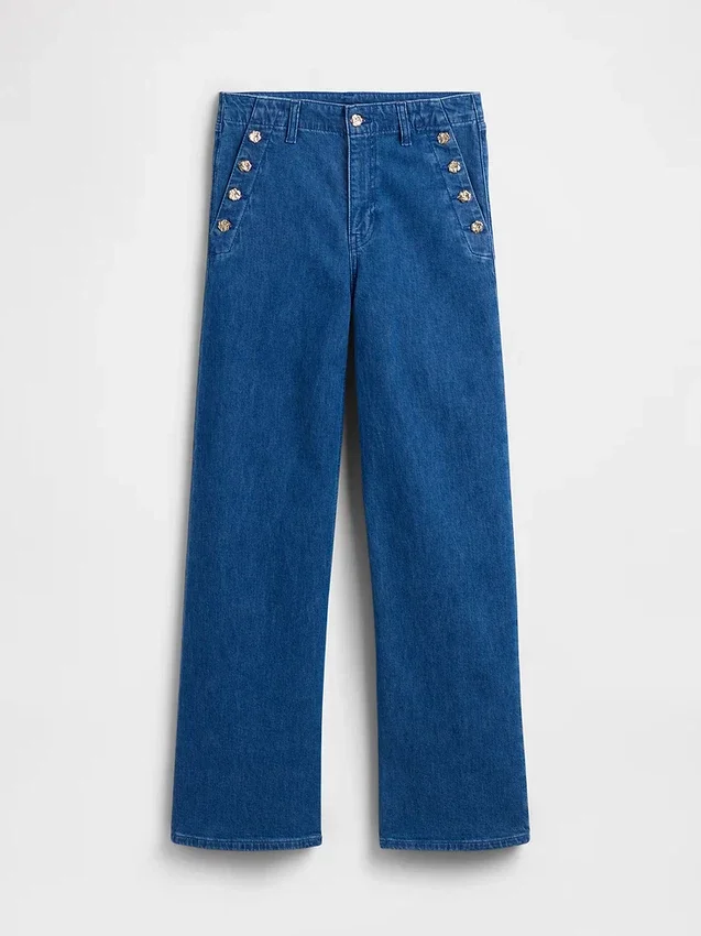 Vaqueros de tiro alto con pinzas y pierna ancha GAP × Hfr de Atelier Ndigo