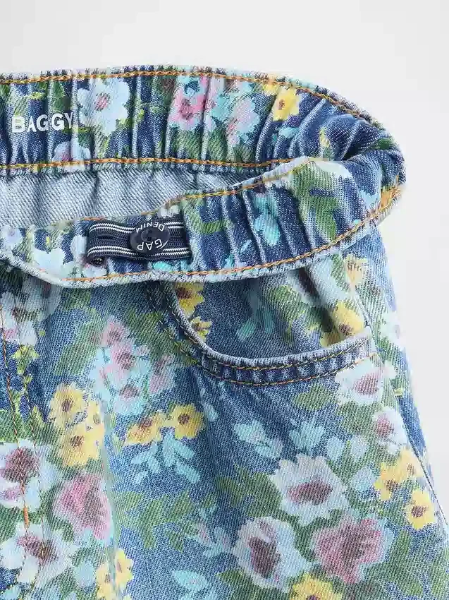 Vaqueros holgados con estampado floral para niños