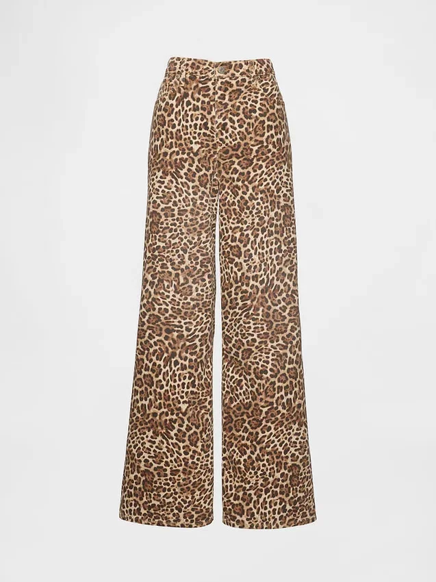 Vaqueros holgados de leopardo ultrasuaves de talle medio