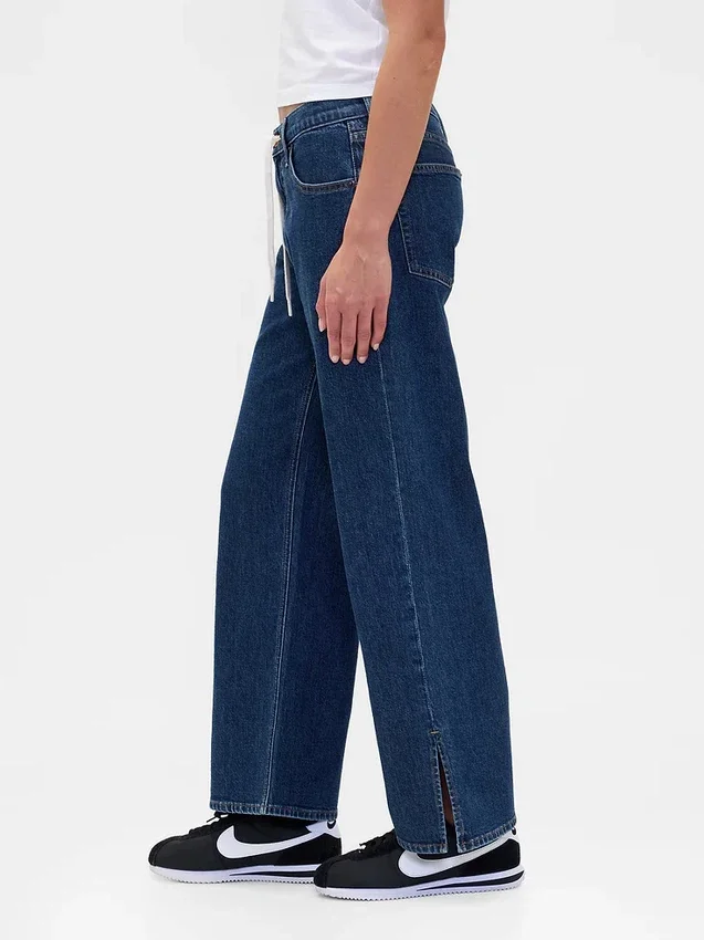 Vaqueros holgados de los 90 con cintura baja y cordón ajustable