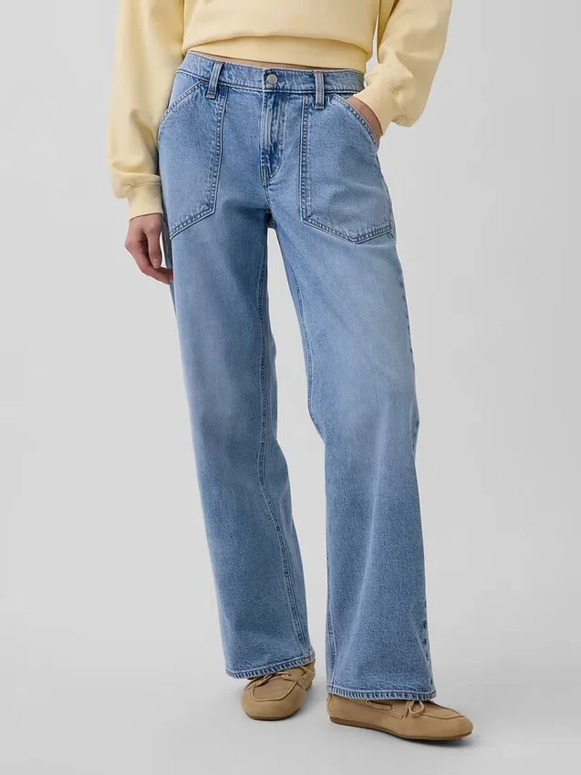 Vaqueros holgados de talle bajo estilo de los 90