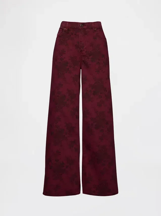 Vaqueros holgados de talle medio con estampado floral