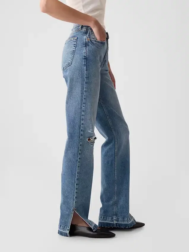 Vaqueros holgados de talle medio estilo de los 90