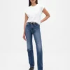 Vaqueros rectos ajustados de talle alto estilo de los 90