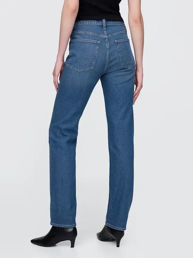 Vaqueros rectos ajustados de talle alto estilo western de los 90