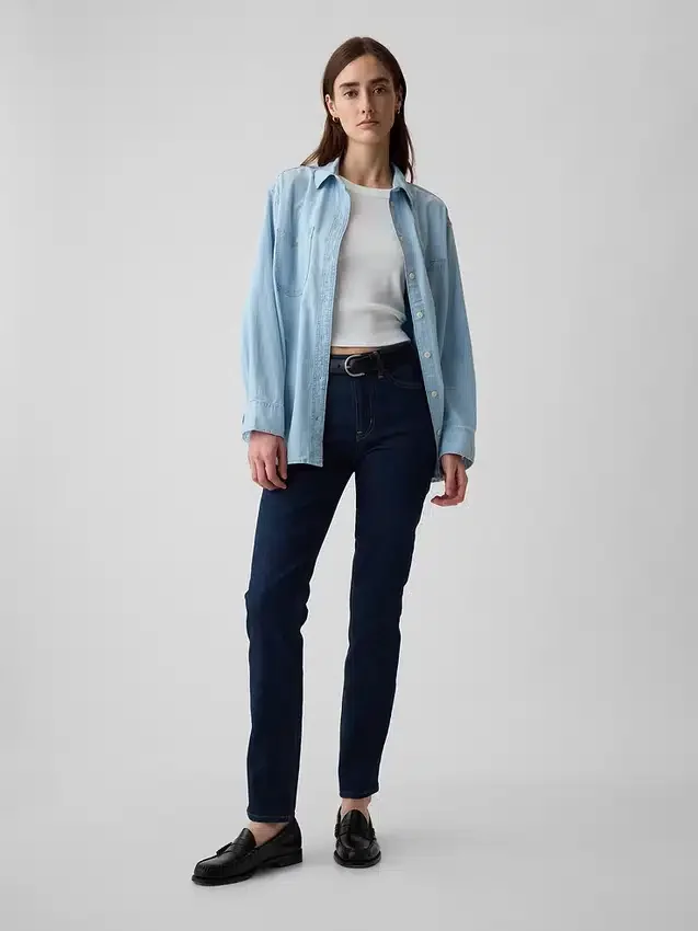 Vaqueros slim vintage de talle medio