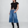 Vaqueros tipo culotte de mezclilla de talle alto