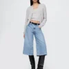 Vaqueros tipo culotte de mezclilla de talle alto