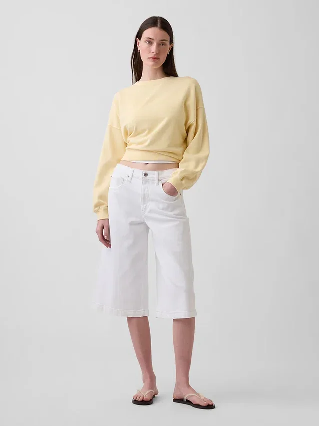 Vaqueros tipo culotte de mezclilla de talle alto