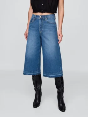 Vaqueros tipo culotte de mezclilla de talle alto