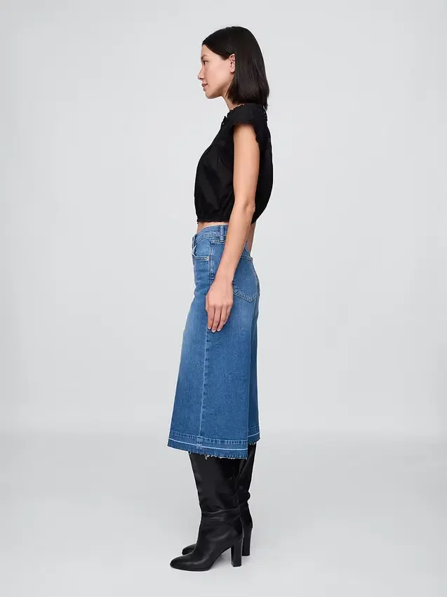 Vaqueros tipo culotte de mezclilla de talle alto