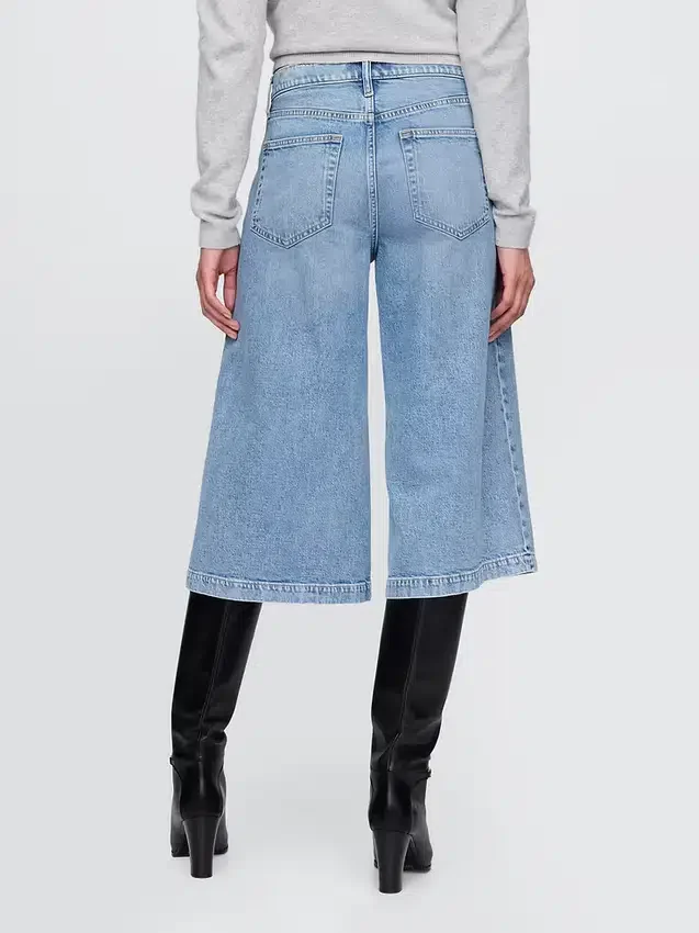 Vaqueros tipo culotte de mezclilla de talle alto