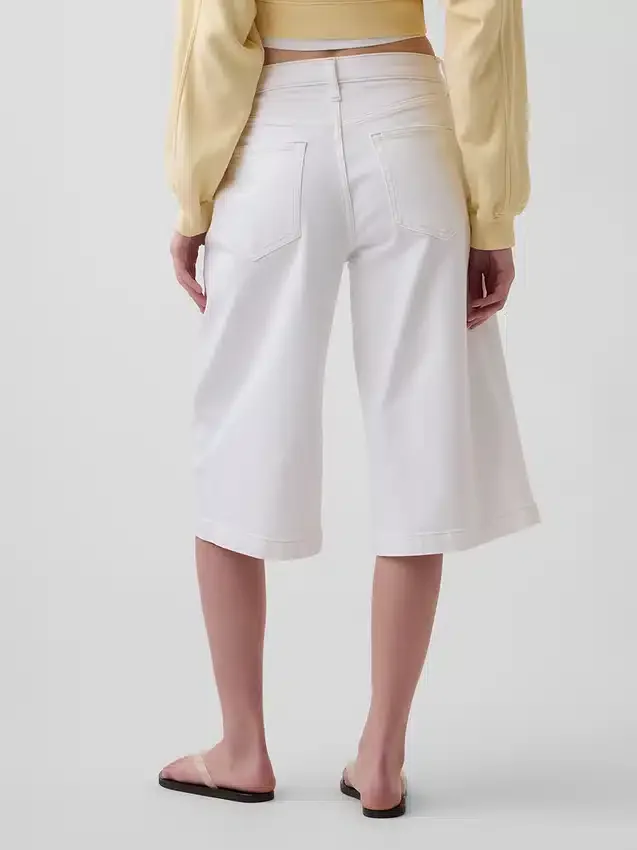 Vaqueros tipo culotte de mezclilla de talle alto