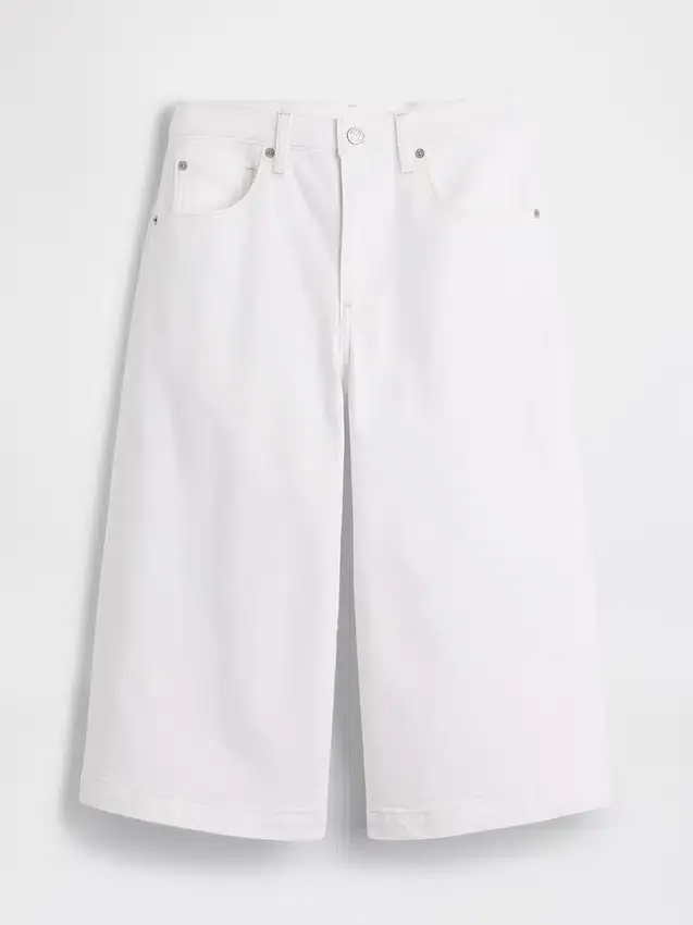 Vaqueros tipo culotte de mezclilla de talle alto