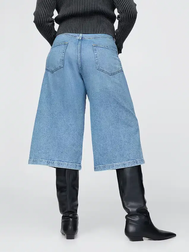 Vaqueros tipo culotte de mezclilla de talle alto