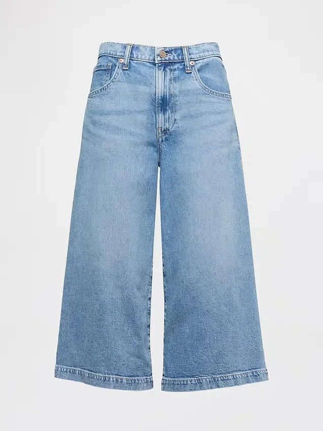 Vaqueros tipo culotte de mezclilla de talle alto