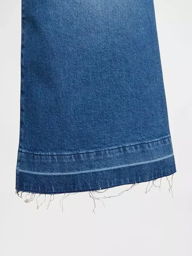 Vaqueros tipo culotte de mezclilla de talle alto