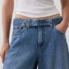 Vaqueros tipo culotte de talle alto con cinturón