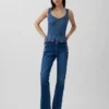 Blusa ajustada de mezclilla con peplum