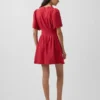 Vestidito tipo camisa mini ajustado en la cintura de mezcla de lino
