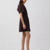 Vestidito tipo camisa mini ajustado en la cintura de mezcla de lino
