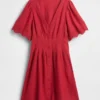 Vestidito tipo camisa mini ajustado en la cintura de mezcla de lino