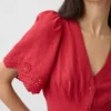 Vestidito tipo camisa mini ajustado en la cintura de mezcla de lino