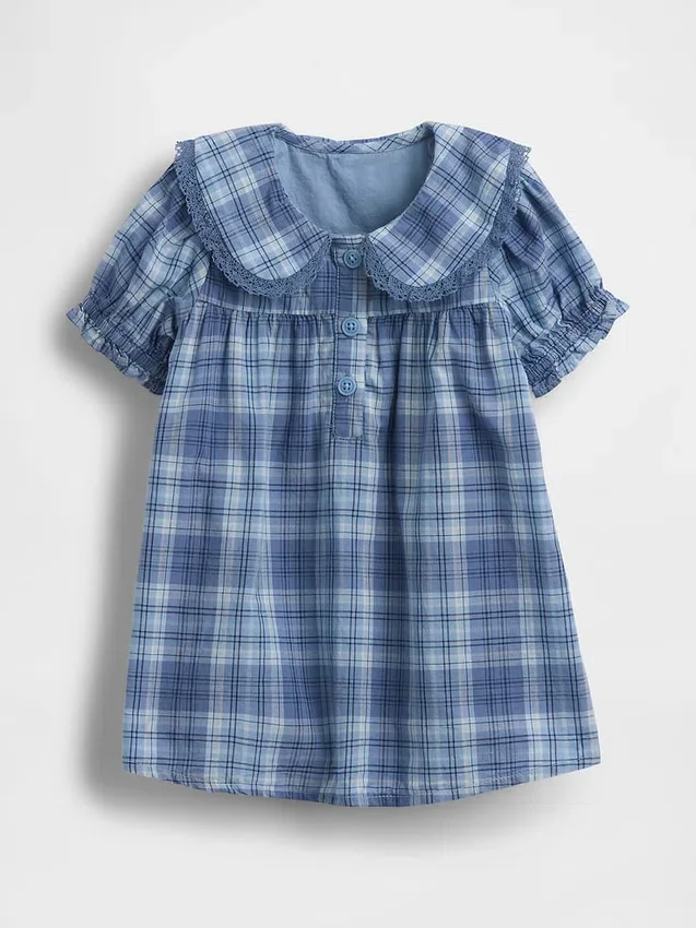 Vestido a cuadros con cuello para bebé