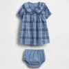 Vestido a cuadros con cuello para bebé