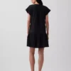 Vestido camisero de gasa de algodón con cintura baja