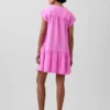 Vestido camisero de gasa de algodón con cintura baja