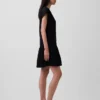 Vestido camisero de gasa de algodón con cintura baja