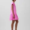 Vestido camisero de gasa de algodón con cintura baja