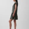 Vestido camisero de gasa de algodón con cintura baja