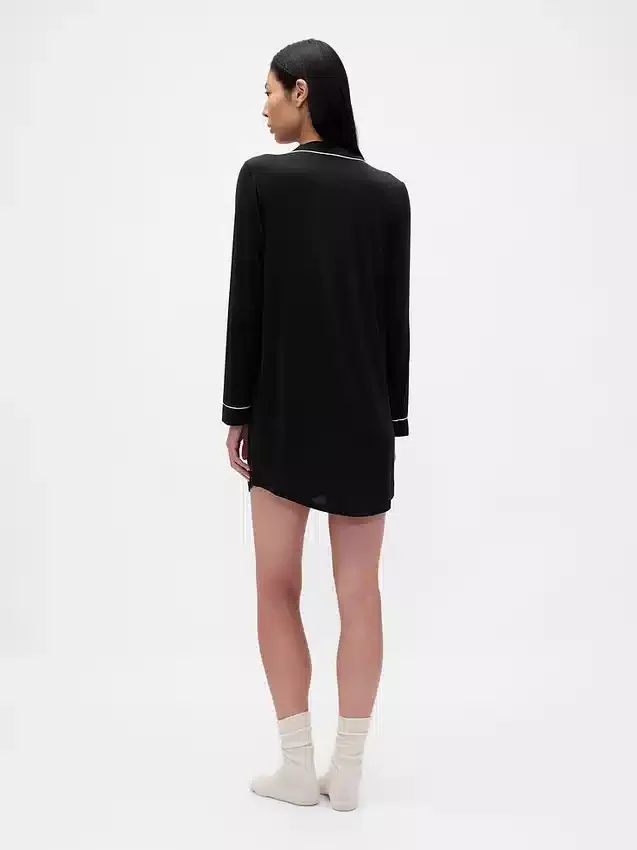 Vestido camisero de pijama de modal supersuave