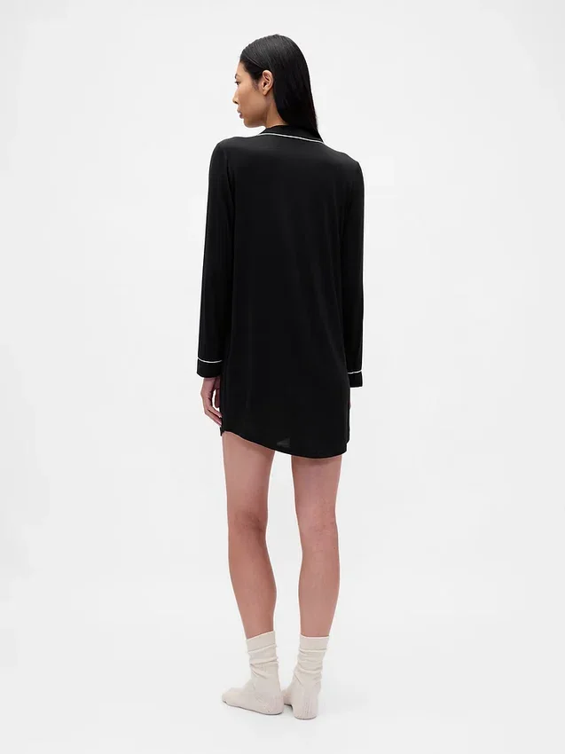 Vestido camisero de pijama de modal supersuave