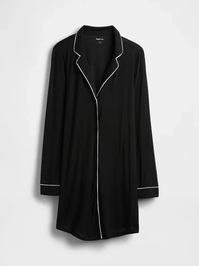 Vestido camisero de pijama de modal supersuave