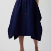 Vestido camisero de popelín con bajo en forma de pañuelo