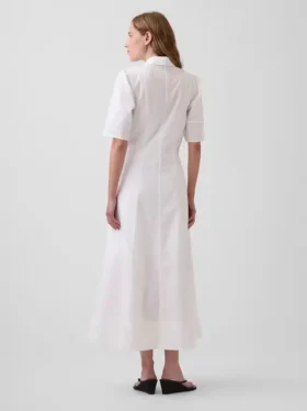 Vestido camisero largo de manga acampanada
