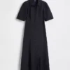 Vestido camisero largo de manga acampanada