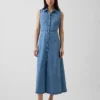 Vestido camisero largo de mezclilla ultrasuave