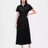 Vestido camisero midi de mezcla de lino