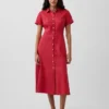 Vestido camisero midi de mezcla de lino