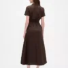 Vestido camisero midi de mezcla de lino