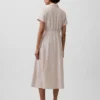 Vestido camisero midi de mezcla de lino