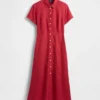 Vestido camisero midi de mezcla de lino