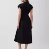 Vestido camisero midi de popelín con cintura ceñida